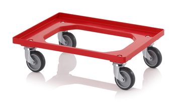 Onderwagen Rolplateau Trolley Rood 4 zwenkwielen